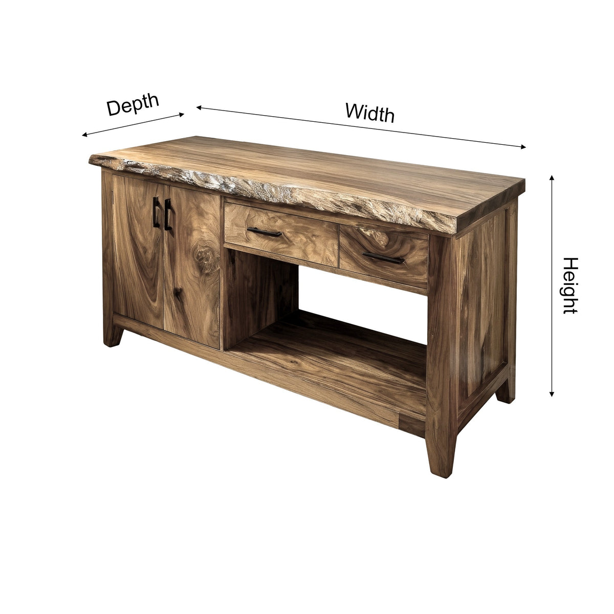 Eldorin Live Edge Solid Wood Freestanding Bathroom Vanity With Cabinet