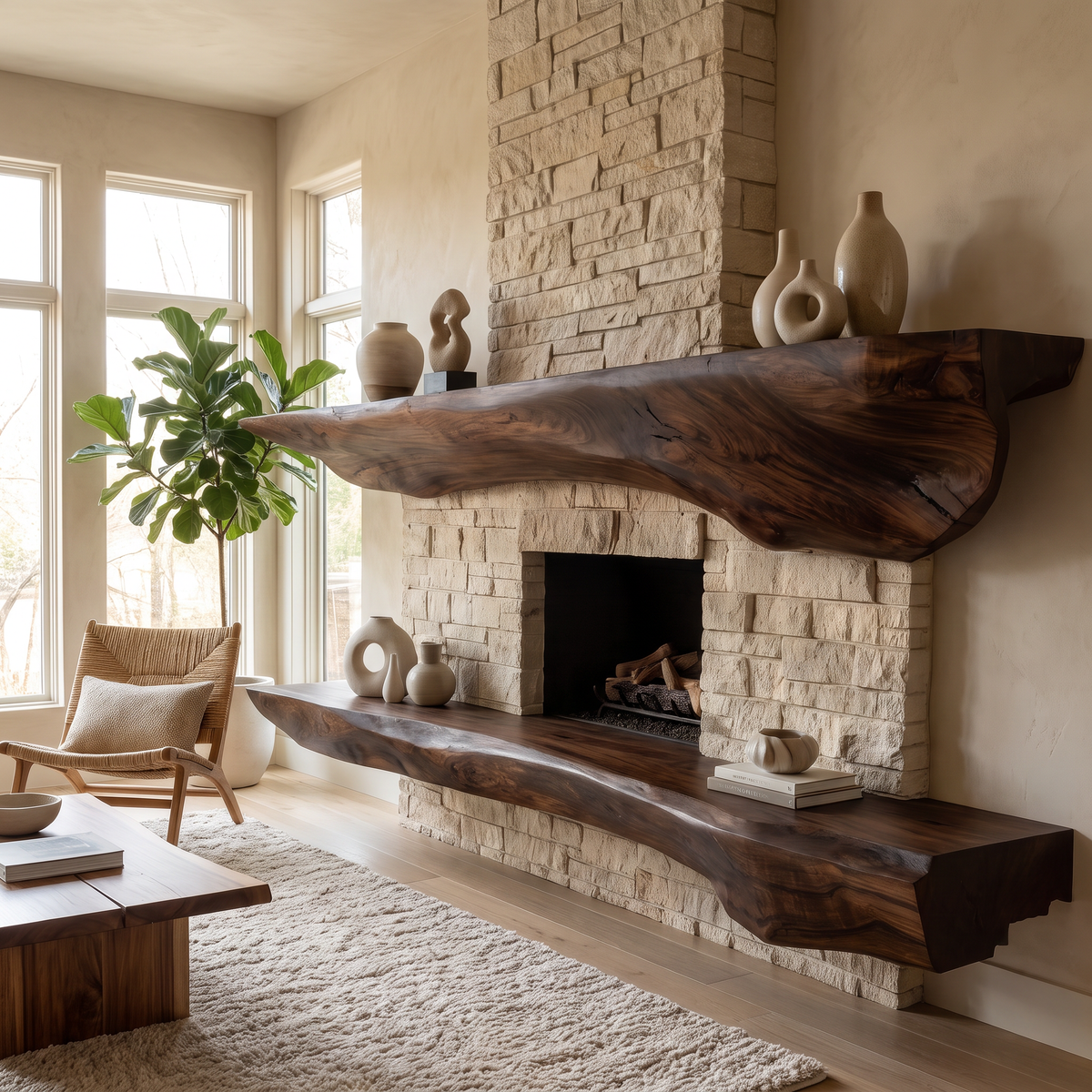 Orithen Sculpted Fireplace Mantel Shelf