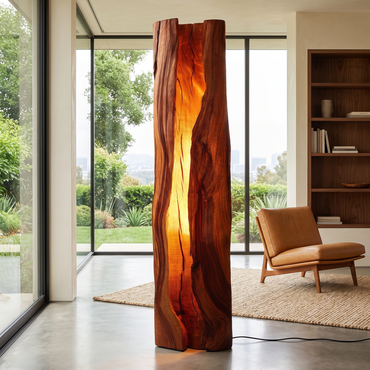 Solvaryn Sculpted Live Edge Integrated LED Wood Floor Lamp